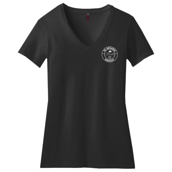 District ® Women’s Perfect Blend ® CVC V-Neck Tee with FC ARCADIA DTF PRINTED LOGO Thumbnail