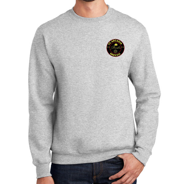 Port & Company® Essential Fleece Crewneck Ash Sweatshirt with FC Arcadia DTF PRINTED LOGO Thumbnail